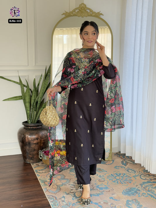 New Traditional Viscos Slub Embroidery Kurta Set for Women From Kusum Designer Studio