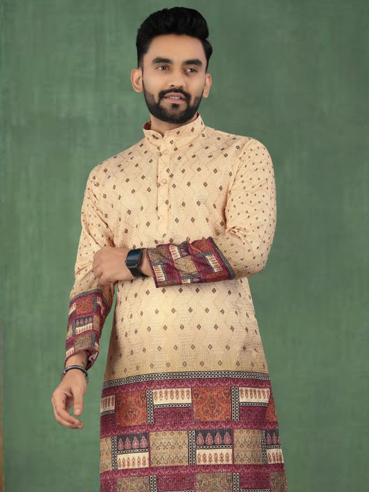Exclusive Party Wear Rayon Embroidered Printed Men's Kurta Collection