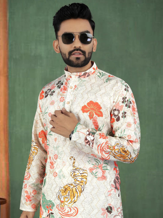 Exclusive Party Wear Rayon Embroidered Printed Men's Kurta Collection