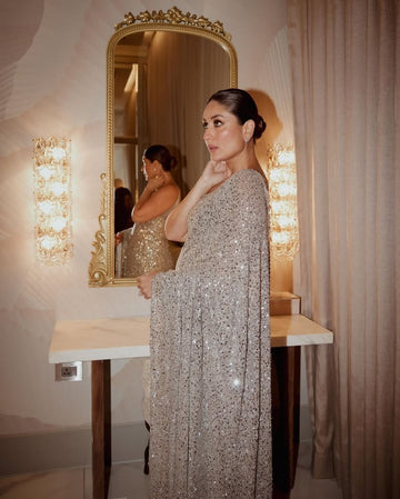Actress Kareena Kapoor Sequence Saree For Party Look