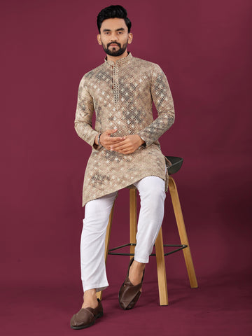 Men's Chikankari Lucknowi Viscose Rayon Kurta Set with Cotton Pajama