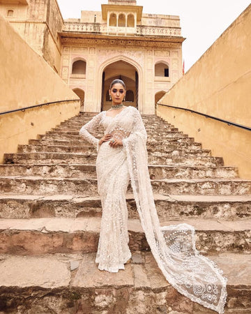 Elegant White Georgette Saree for Women