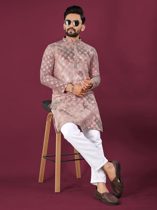 Lucknowi Chikankari Men's Kurta Set - Viscose Rayon & Cotton Pajama For Men's