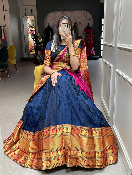 Beautiful Blue Half Saree For Women