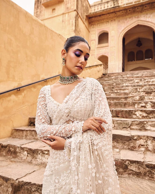 Elegant White Georgette Saree for Women