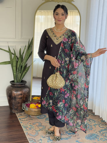 New Traditional Viscos Slub Embroidery Kurta Set for Women From Kusum Designer Studio
