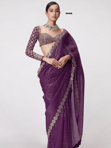 Real Mirror Work Designer Sarees For Wedding at Kusum Designer Studio
