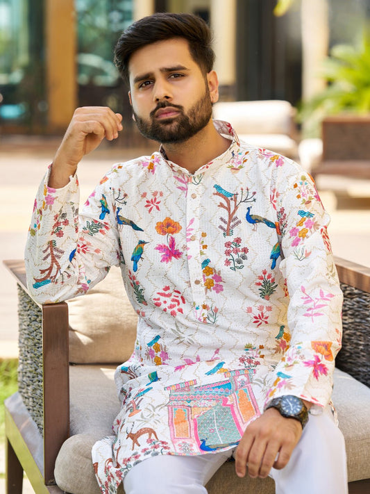 Exclusive Party Wear Rayon Embroidered Printed Men's Kurta Collection
