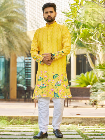 Exclusive Party Wear Rayon Embroidered Printed Men's Kurta Collection