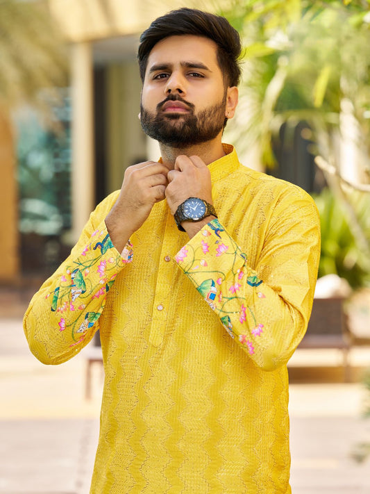 Exclusive Party Wear Rayon Embroidered Printed Men's Kurta Collection