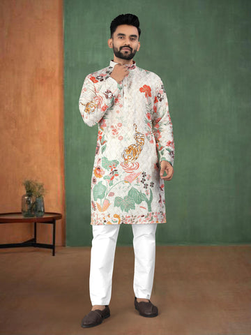 Exclusive Party Wear Rayon Embroidered Printed Men's Kurta Collection