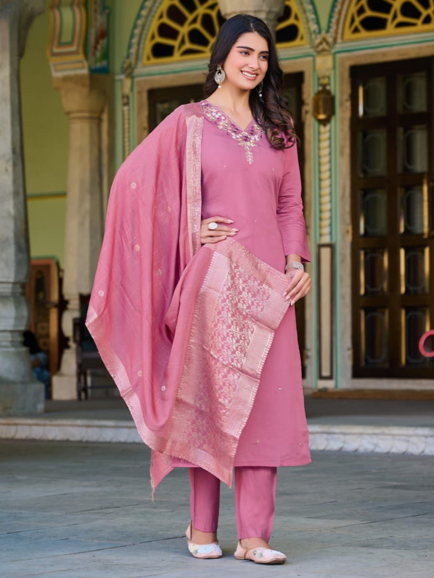 Radiance Roman Silk Kurta Set For Women