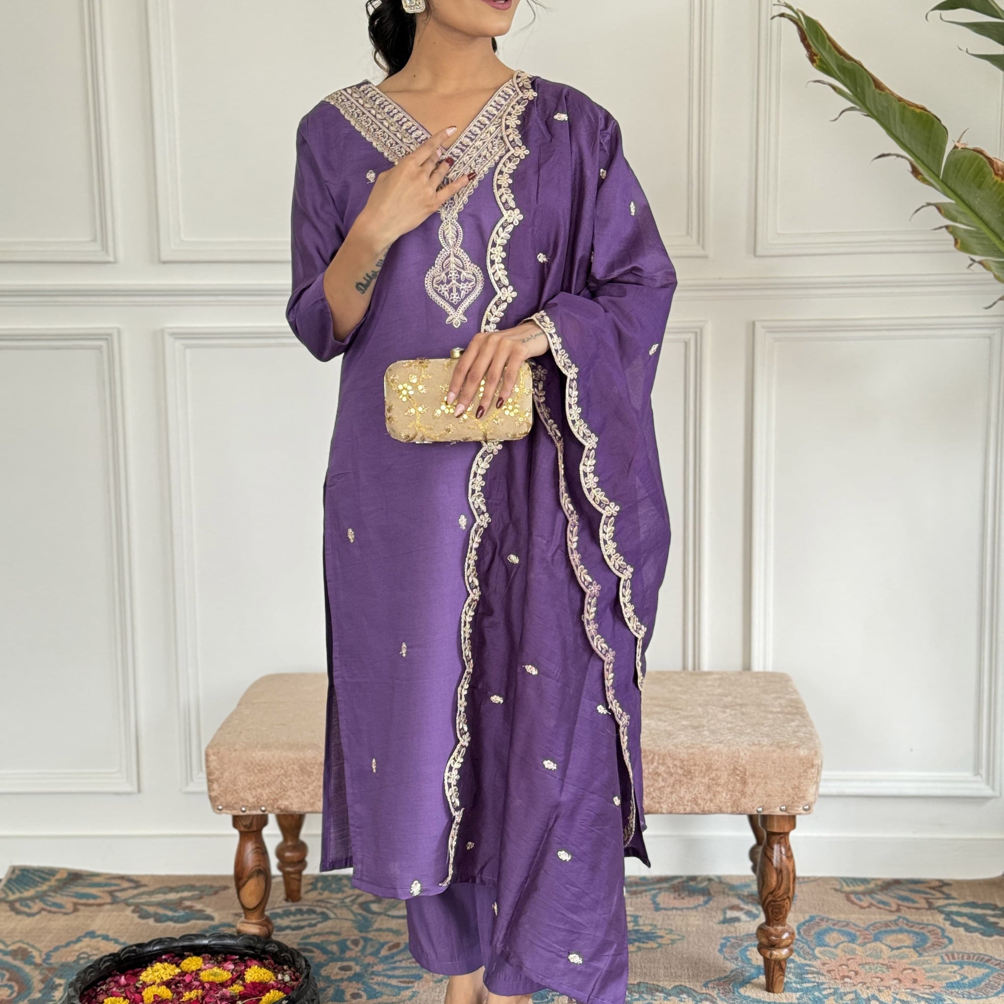 New Traditional Radiance Viscose Chanderi Kurta Set For Women