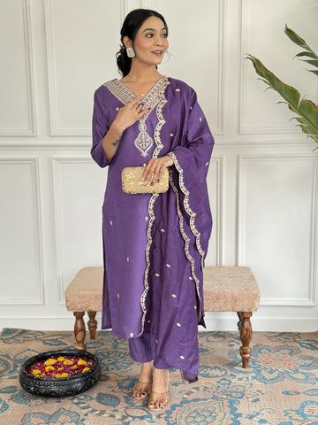 New Traditional Radiance Viscose Chanderi Kurta Set For Women