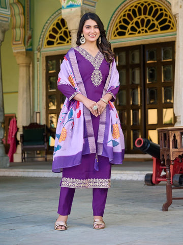 Radiance Heavy Roman Silk Kurta Set For Women