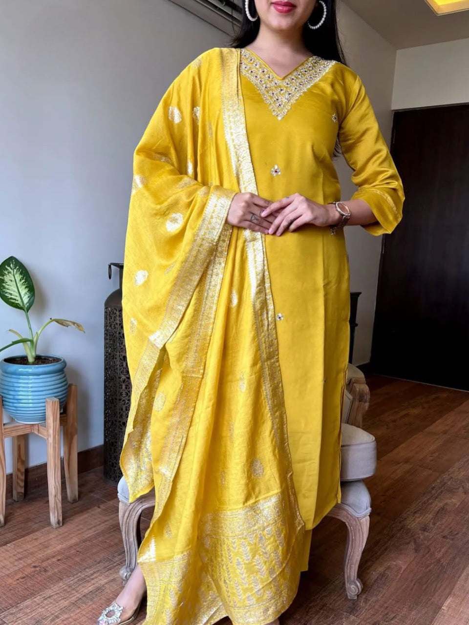 Elegance Heavy Viscose Chanderi Kurta Set For Women