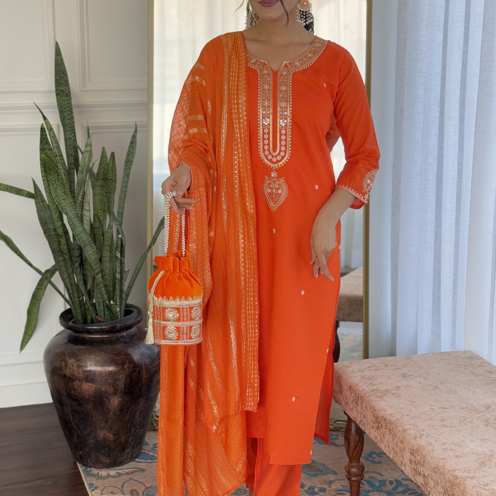 Elegance Redefined Viscose Chanderi Suit With Jacquard Dupatta For Women