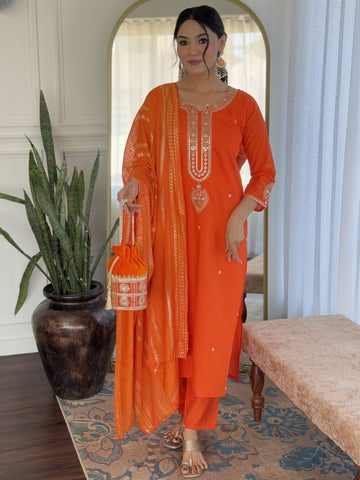Elegance Redefined Viscose Chanderi Suit With Jacquard Dupatta For Women