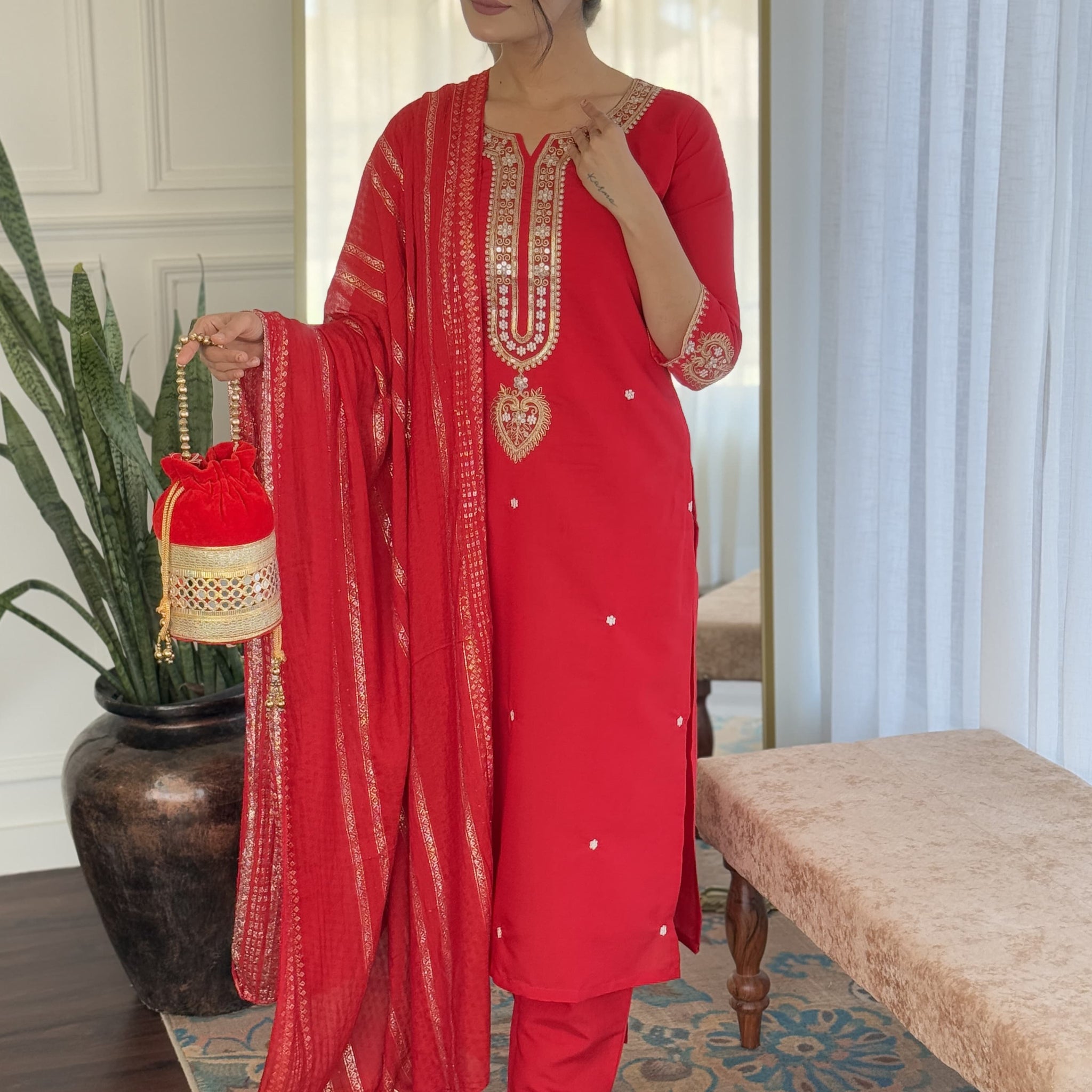 Classic Charm Viscose Chanderi Set Paired With a Touch of Jacquard Dupatta For Women