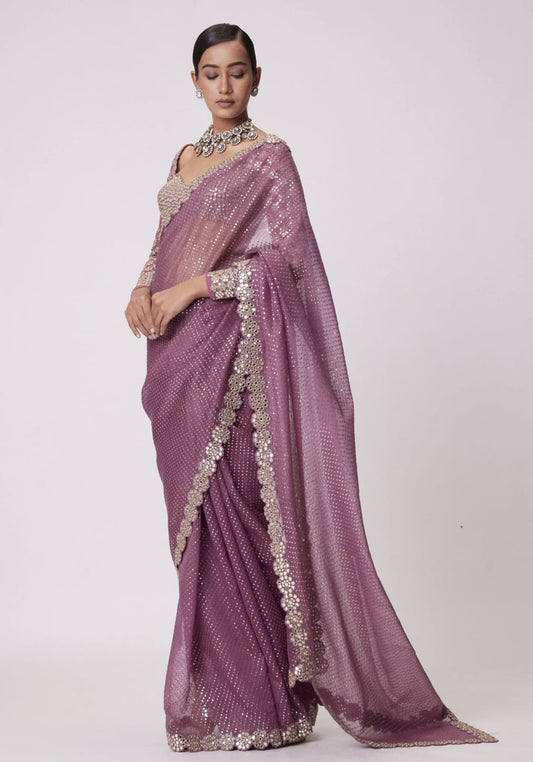 Real Mirror Work Designer Sarees For Wedding