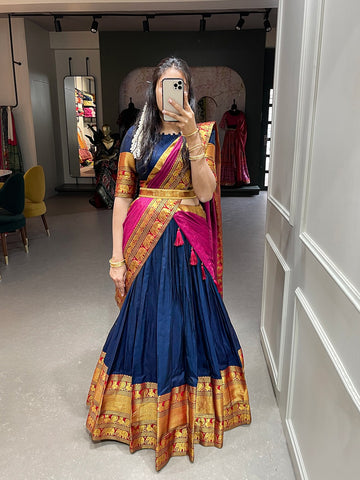 Beautiful Blue Half Saree For Women