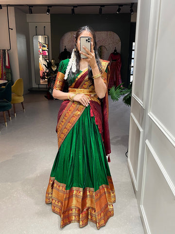 Latest Green Half Saree For Women