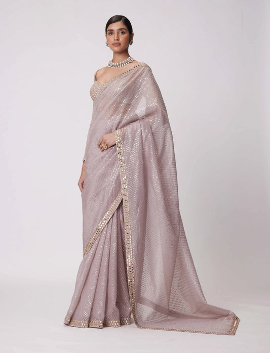 Baby Pink Colour Sequence Saree For Reception Party