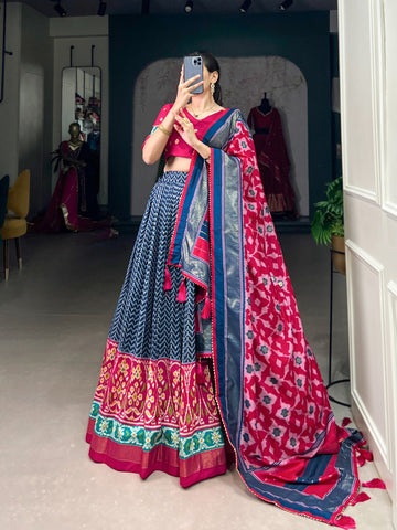 Patola Foil Printed Half Saree For Women