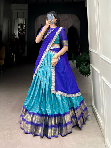 Blue Fancy South Indian Half Saree
