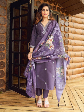 Premium Roman Silk Embroidery Kurta Set for Women From Kusum Designer Studio