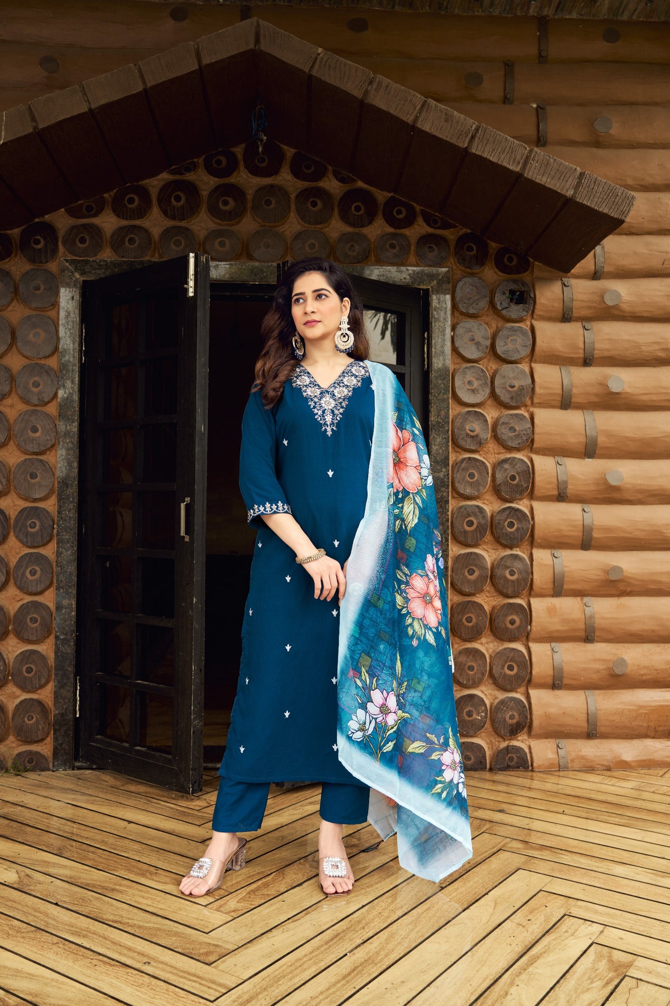 Embroidered Work Chanderi Silk Kurta For Women