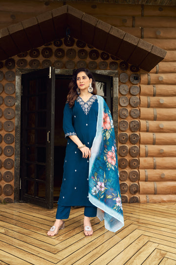 Embroidered Work Chanderi Silk Kurta For Women
