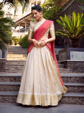 Jacquard Chex Weaving Work Lehenga with Blouse & Dupatta – Traditional Ethnic Wear Set For Women