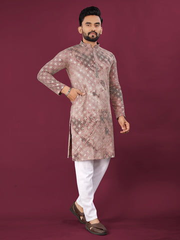 Lucknowi Chikankari Men's Kurta Set - Viscose Rayon & Cotton Pajama For Men's