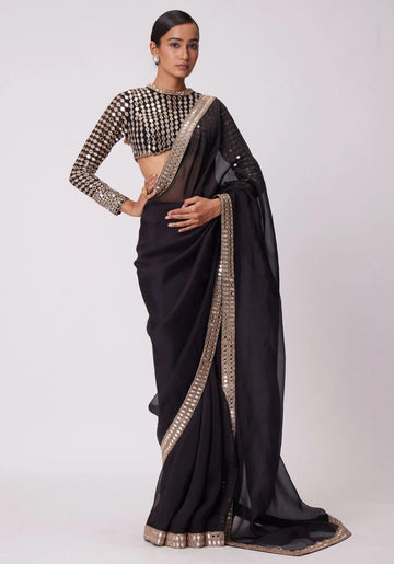 Celebrity Inspired Mirror Embroidery Saree for Women