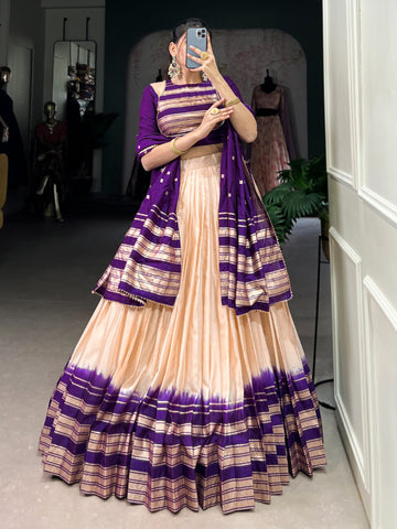 Elegant Off-White Cream Heavy Beautiful Half Saree For Women's Collection