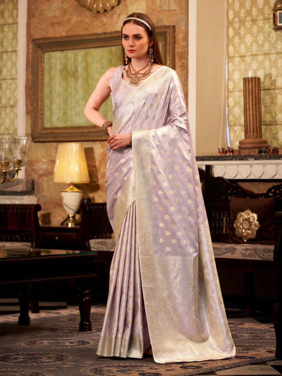 Lavener Satin Silk Saree with Smooth Silken Touch For Women's