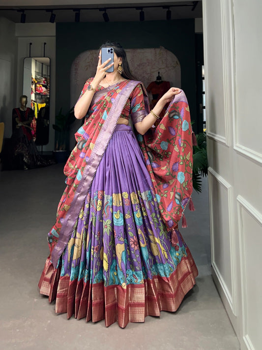 Purple Dola Silk Half Saree For Women