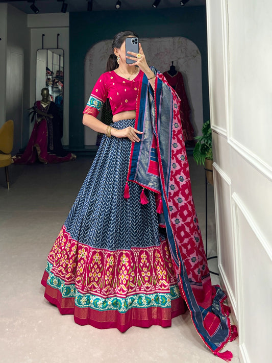 Patola Foil Printed Half Saree For Women