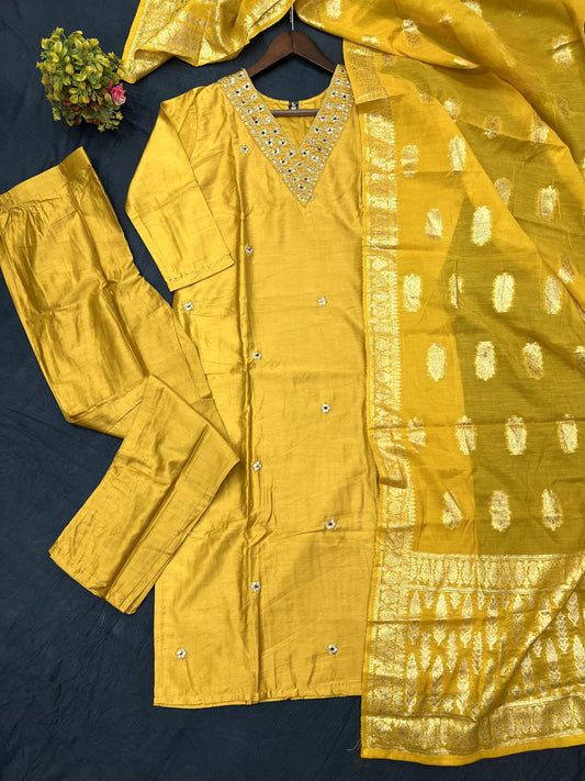 Elegance Heavy Viscose Chanderi Kurta Set For Women