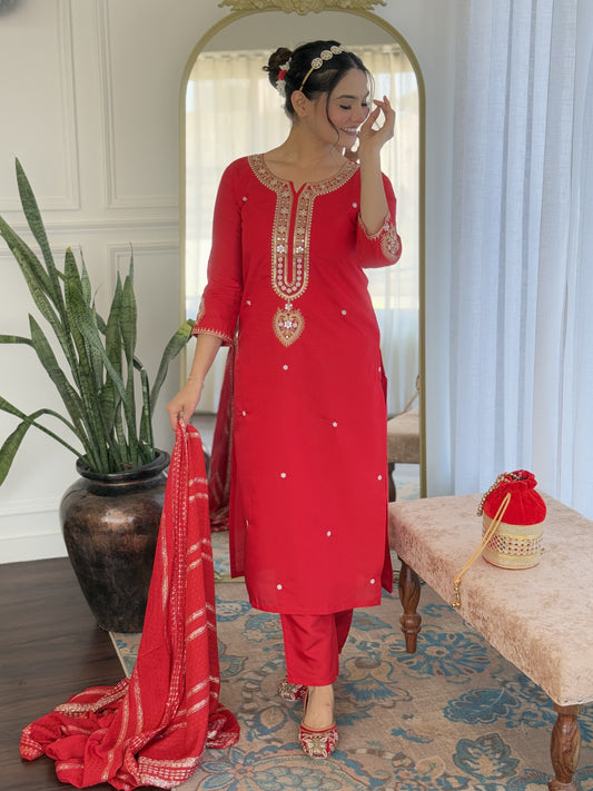 Classic Charm Viscose Chanderi Set Paired With a Touch of Jacquard Dupatta For Women