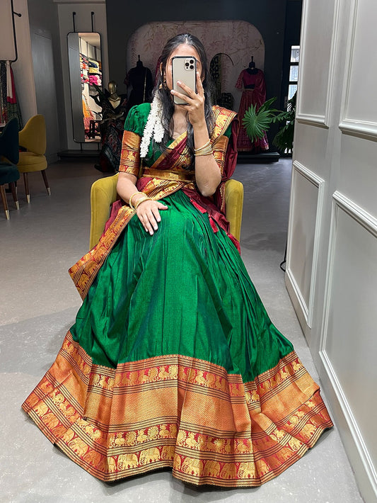 Latest Green Half Saree For Women
