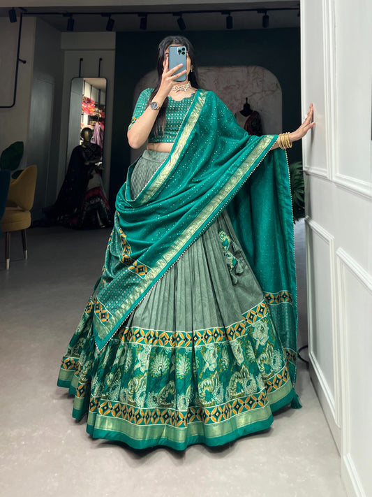 Tussar Silk Printed Half Saree For Women