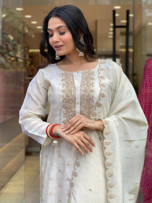 New Collection Heavy Viscose Jacquard Embroidered Kurta Set For Women