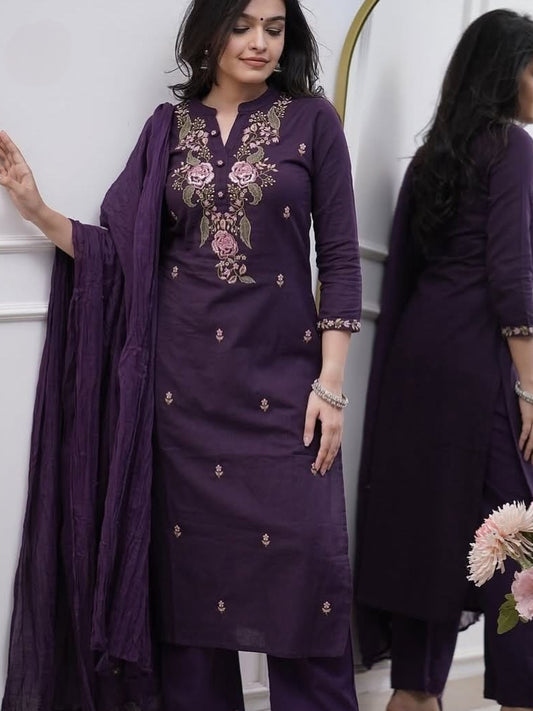 Reyon Slub Kurta Set with Nazmin Dupatta – Elegant Ethnic Wear for Women's