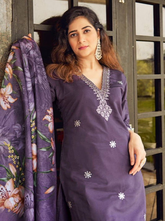 Premium Roman Silk Embroidery Kurta Set for Women From Kusum Designer Studio
