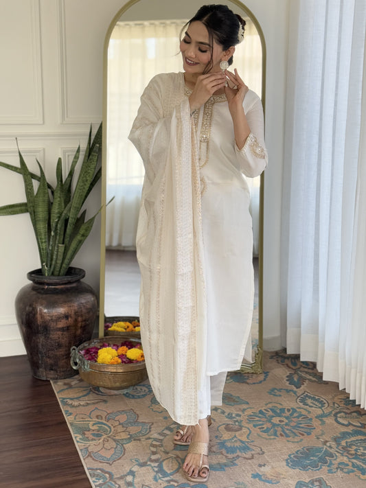 Radiate Frace Viscose Chanderi Top & Bottom with a Touch of Jacquard For Women