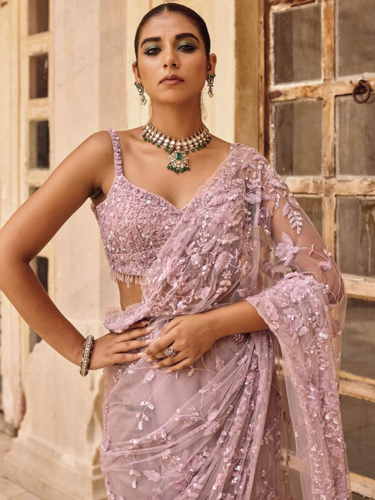 Bollywood Blockbuster Heavy Mono Net  Sequins Embroidery Saree For Women's