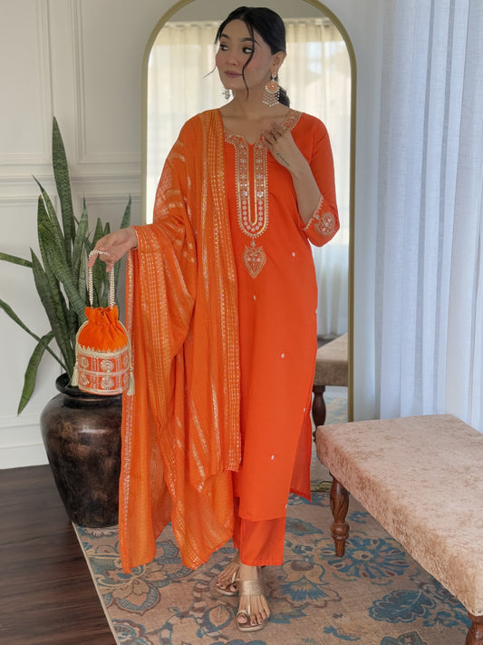 Elegance Redefined Viscose Chanderi Suit With Jacquard Dupatta For Women