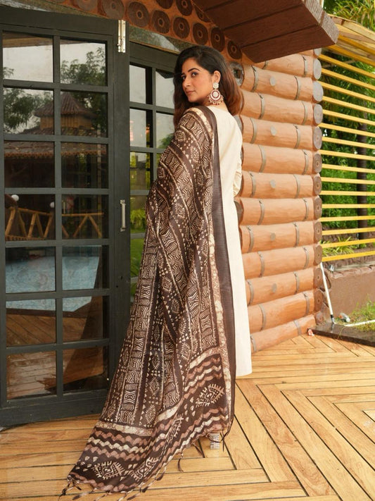 Khadi Cotton With Beautiful Embroidery Kurta Set For Women